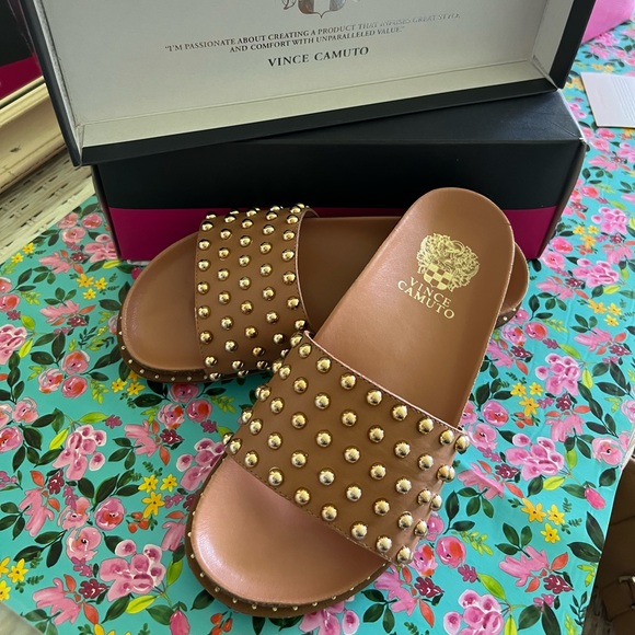 Vince Camuto | Shoes | Vince Camuto Womens Kortlen Studded Footbed Slide Sandals | Poshmark